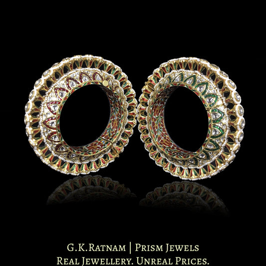 18k Gold and Diamond Polki Bangle Pair (Pacheli)