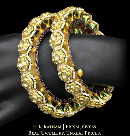 22k Gold and Diamond Polki Bangle Pair (Pacheli)