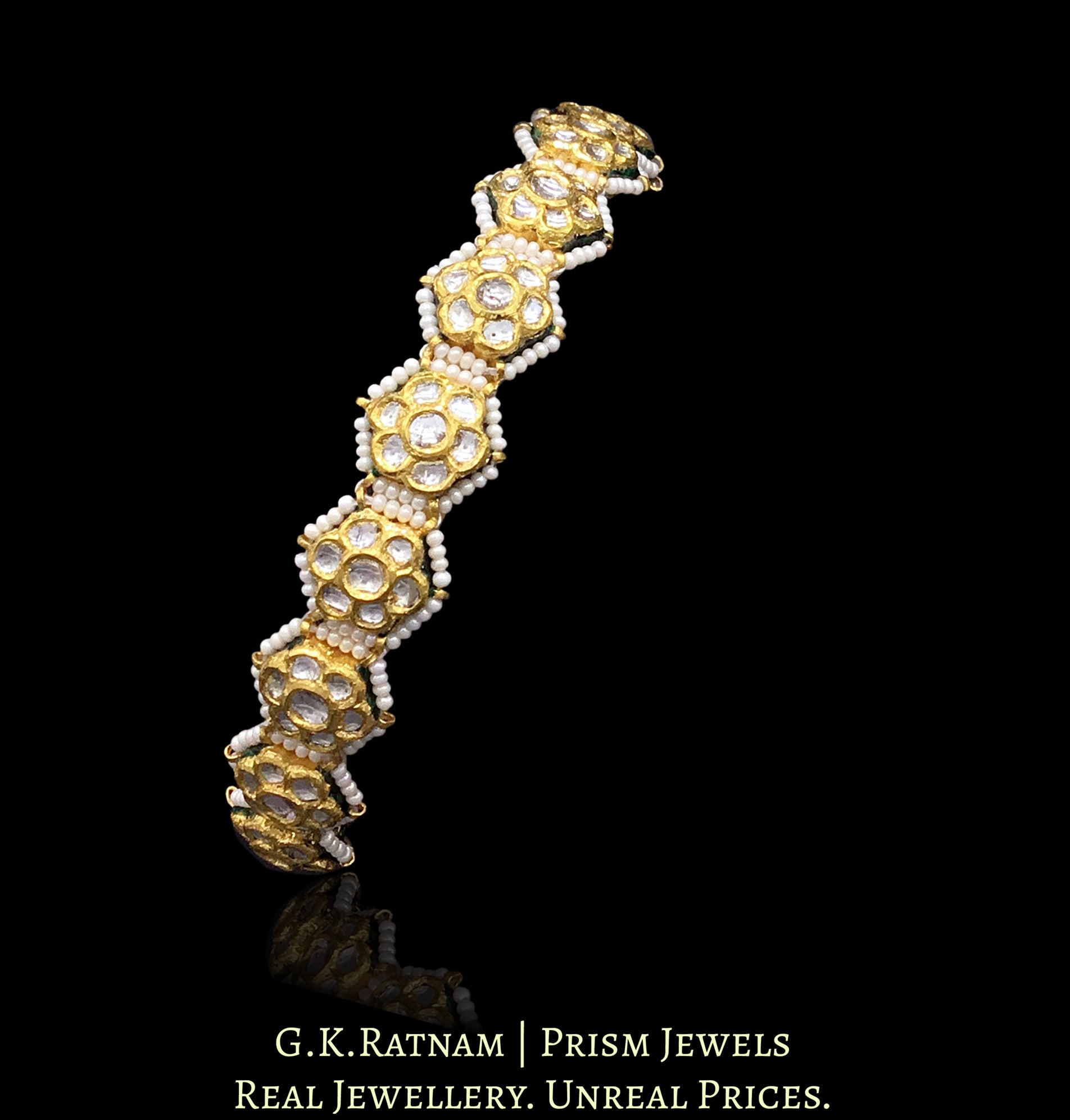 22k Gold and Diamond Polki Bangle Pair (Pacheli)