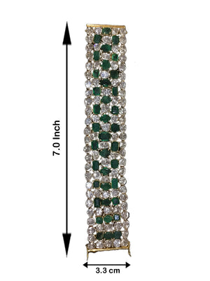 18k Gold and Diamond Polki Open Setting Bracelet Pair with Natural Emeralds