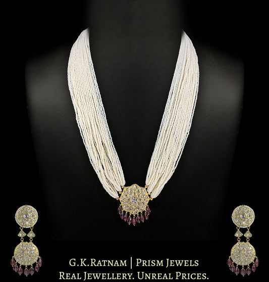 23k Gold and Diamond Polki Pendant Set with Mozambique Garnets