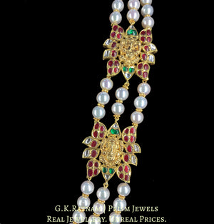 22k Gold and Diamond Polki south-style Broach Necklace With Temple Jewellery inspired Ganesha Motifs