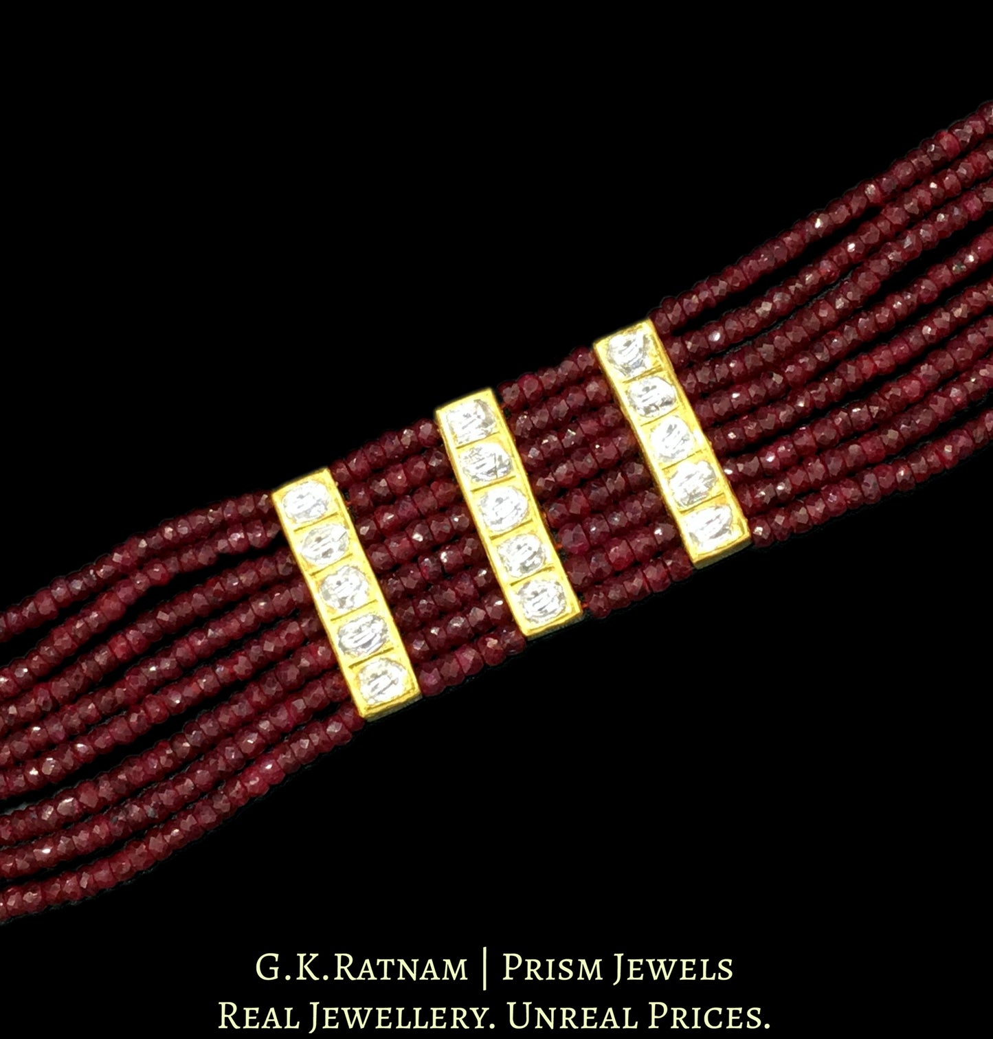 18k Gold and Diamond Polki Bracelet with 3 Sticks - G. K. Ratnam