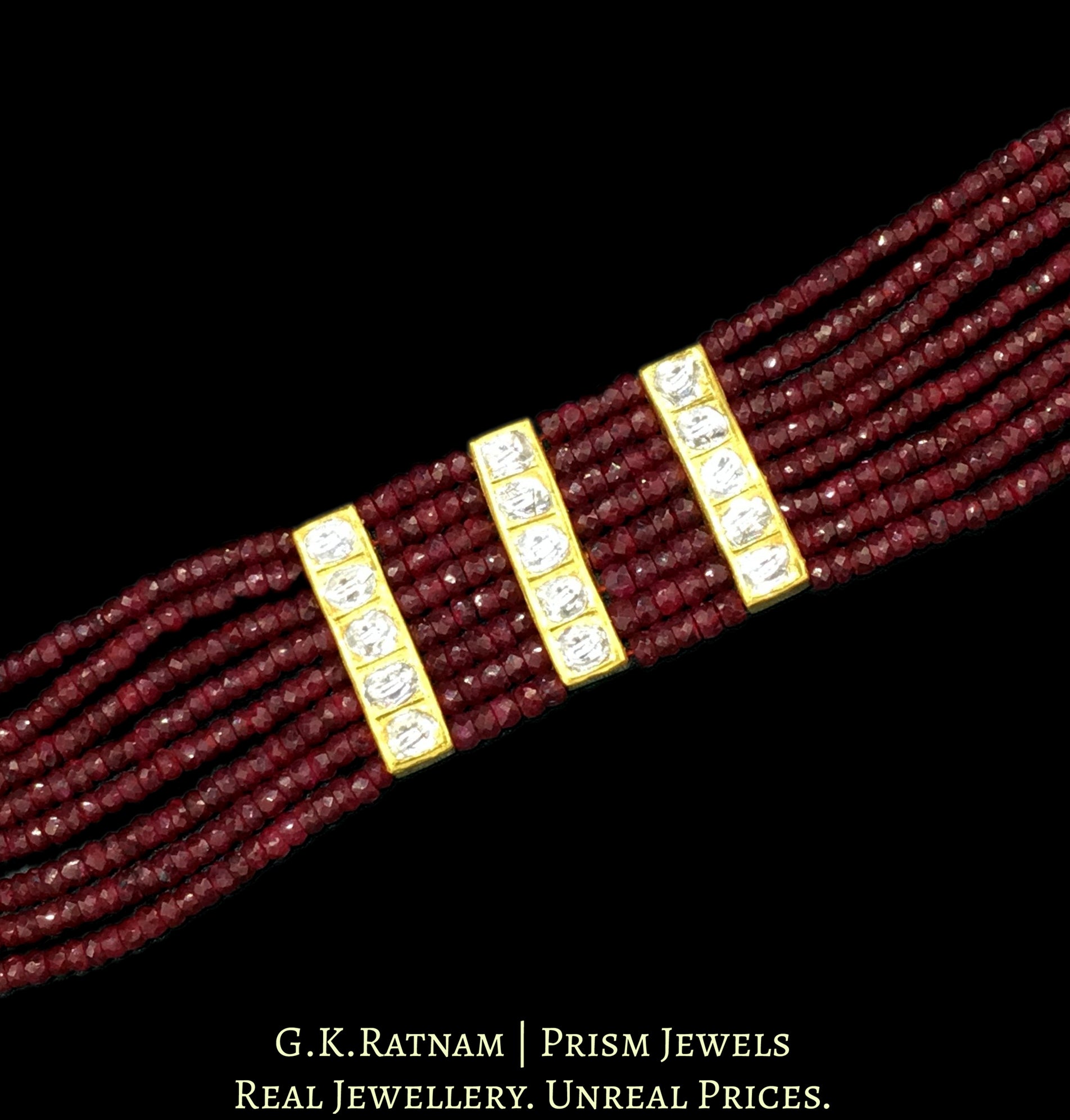 18k Gold and Diamond Polki Bracelet with 3 Sticks - G. K. Ratnam