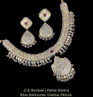 23k Gold and Diamond Polki Necklace Set with Concentric Chand Motifs