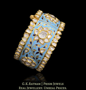 22k Gold and Diamond Polki Bangle with turquoise enamel