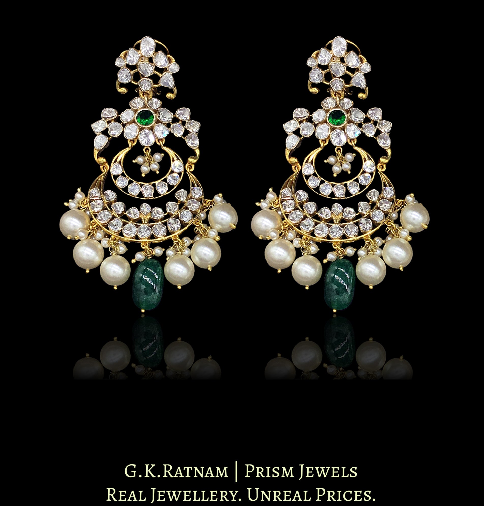 23k Gold and Diamond Polki Chand Bali Earring Pair enhanced with Rubie – G.  K. Ratnam