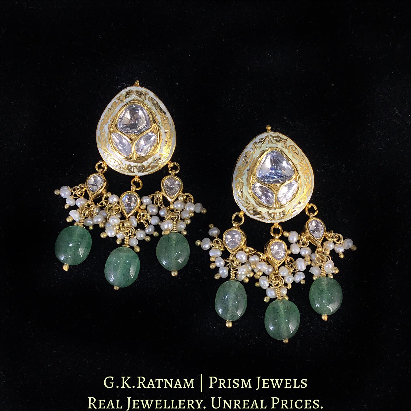 18k Gold and Diamond Polki Pendant Set