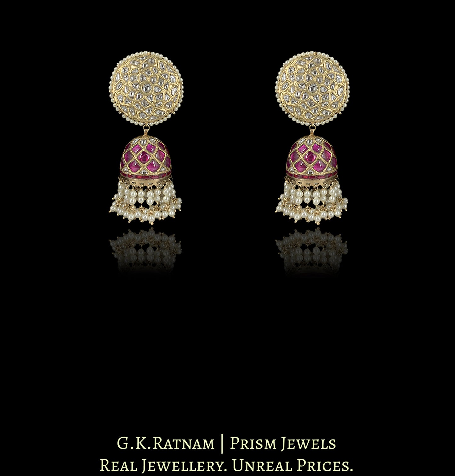 23k Gold And Diamond Polki Choker Necklace Set with Jhumkis