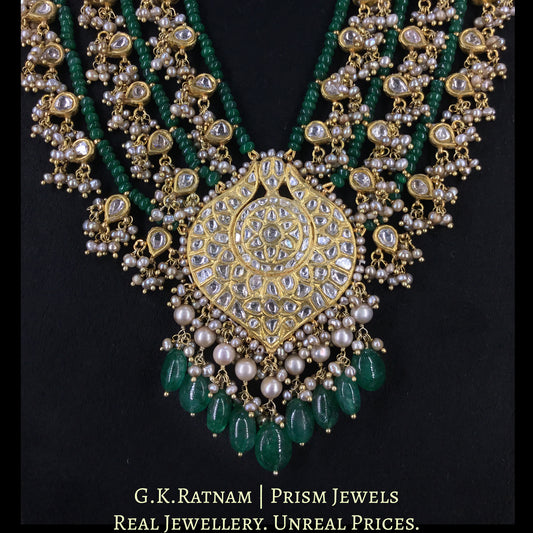 23k Gold and Diamond Polki Pendant with Patrihaar / Ranihaar