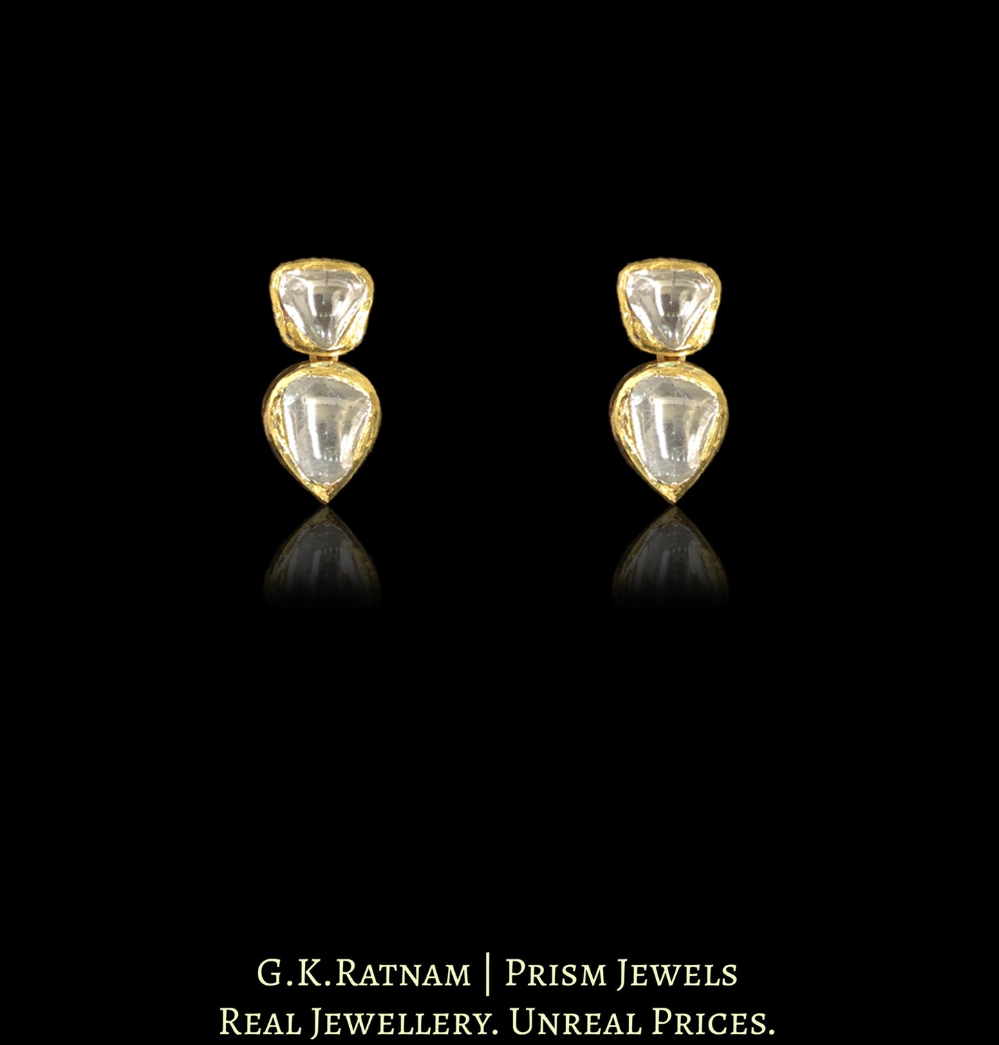 18k Gold and Diamond Polki Small Pendant Set with Finely Handcrafted Chain
