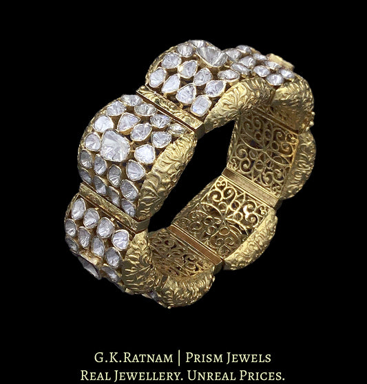 18k Gold and Diamond Polki Open Setting Bangle (Pacheli)