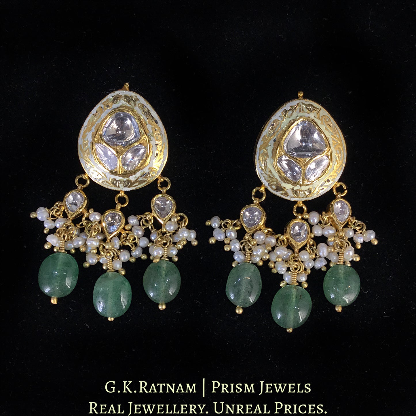 18k Gold and Diamond Polki Pendant Set