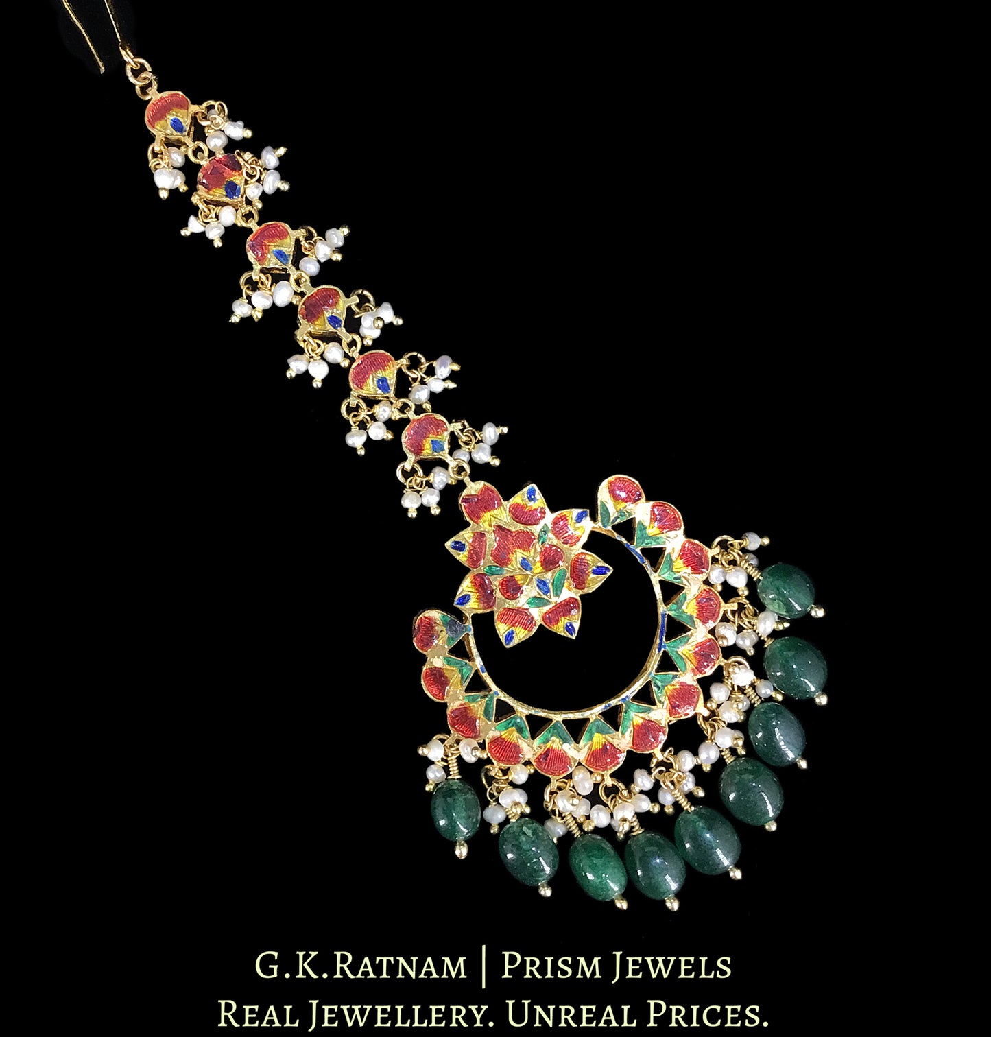 18k Gold and Diamond Polki Maang Tika