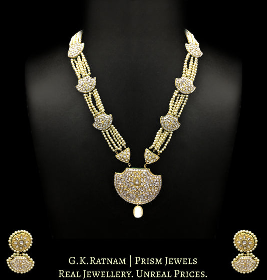 23k Gold and Diamond Polki Pankhi (fan) Pendant Set with Patrihaar / Ranihaar stringing - G. K. Ratnam