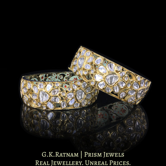18k Gold and Diamond Polki Bangle Pair