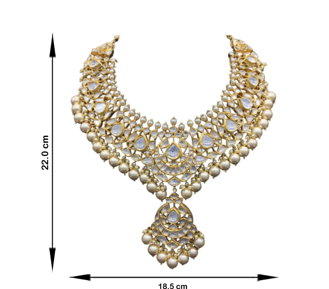 18k Gold and Diamond Polki Vintage Necklace Set with syndicate uncut diamonds