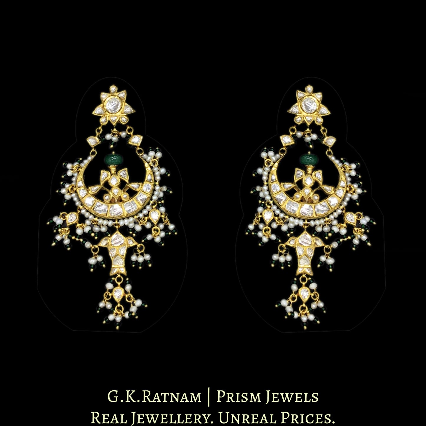 18k Gold and Diamond Polki Choker Necklace Set with multiple Chands & Fishes - G. K. Ratnam