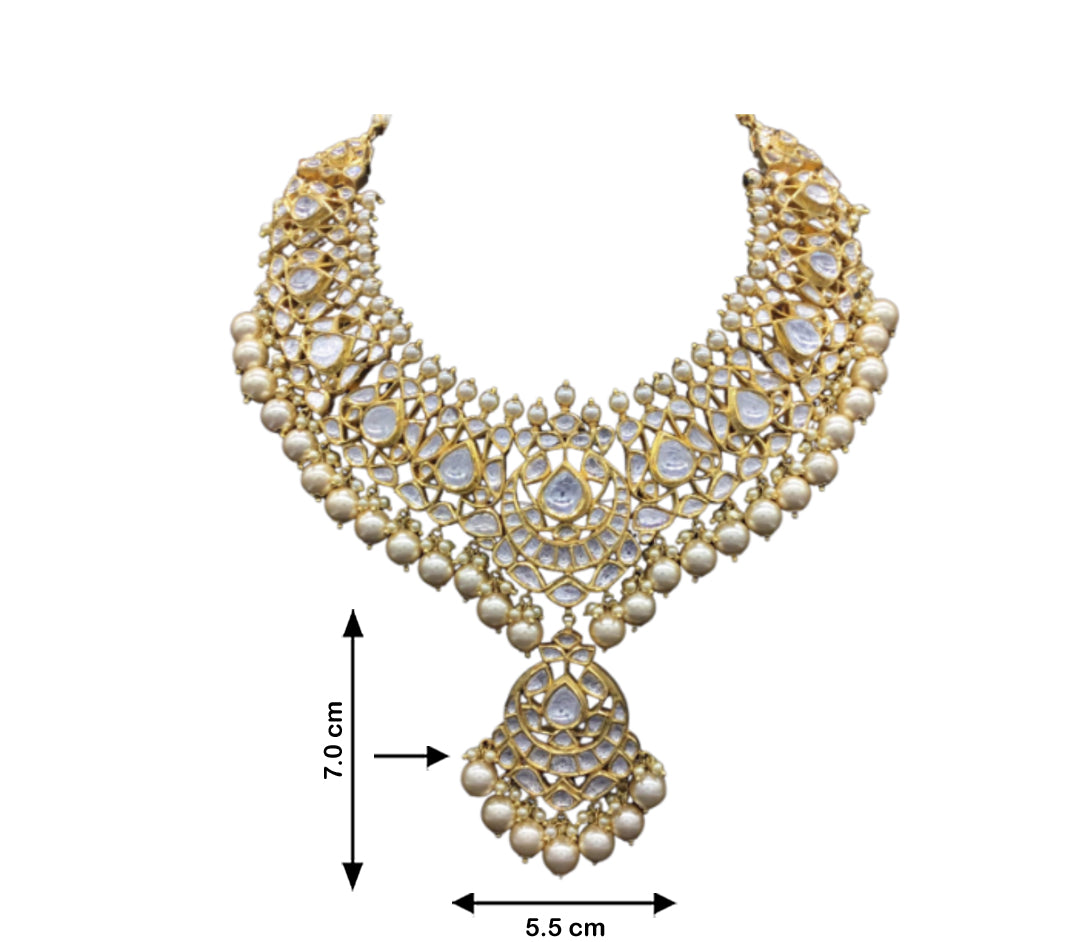 18k Gold and Diamond Polki Vintage Necklace Set with syndicate uncut diamonds