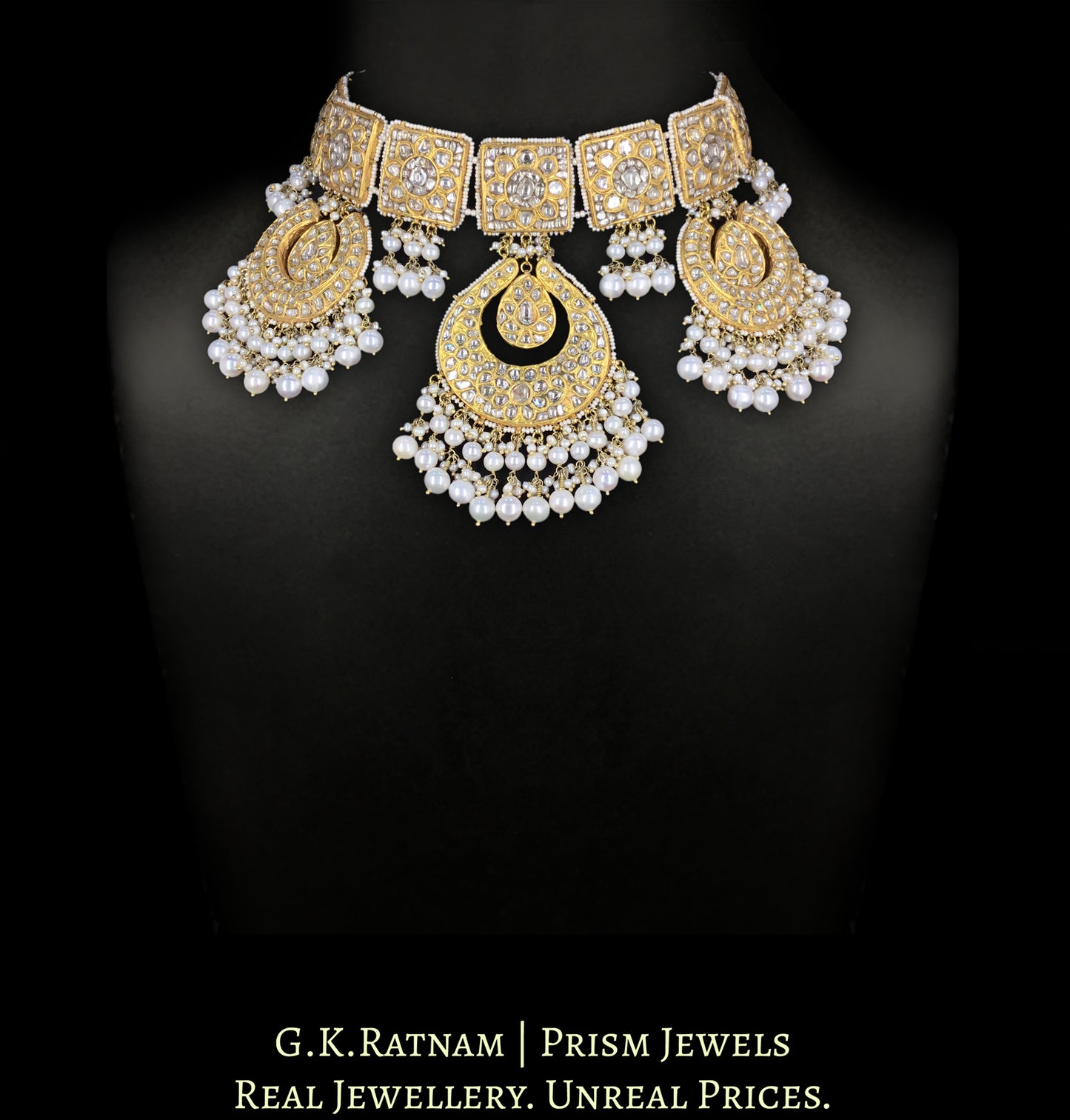 23k Gold and Diamond Polki Choker Necklace Set