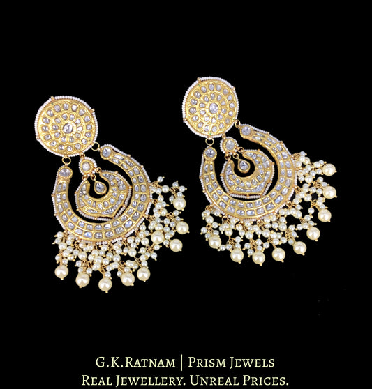 23k Gold and Diamond Polki Chand Bali Earring Pair - G. K. Ratnam