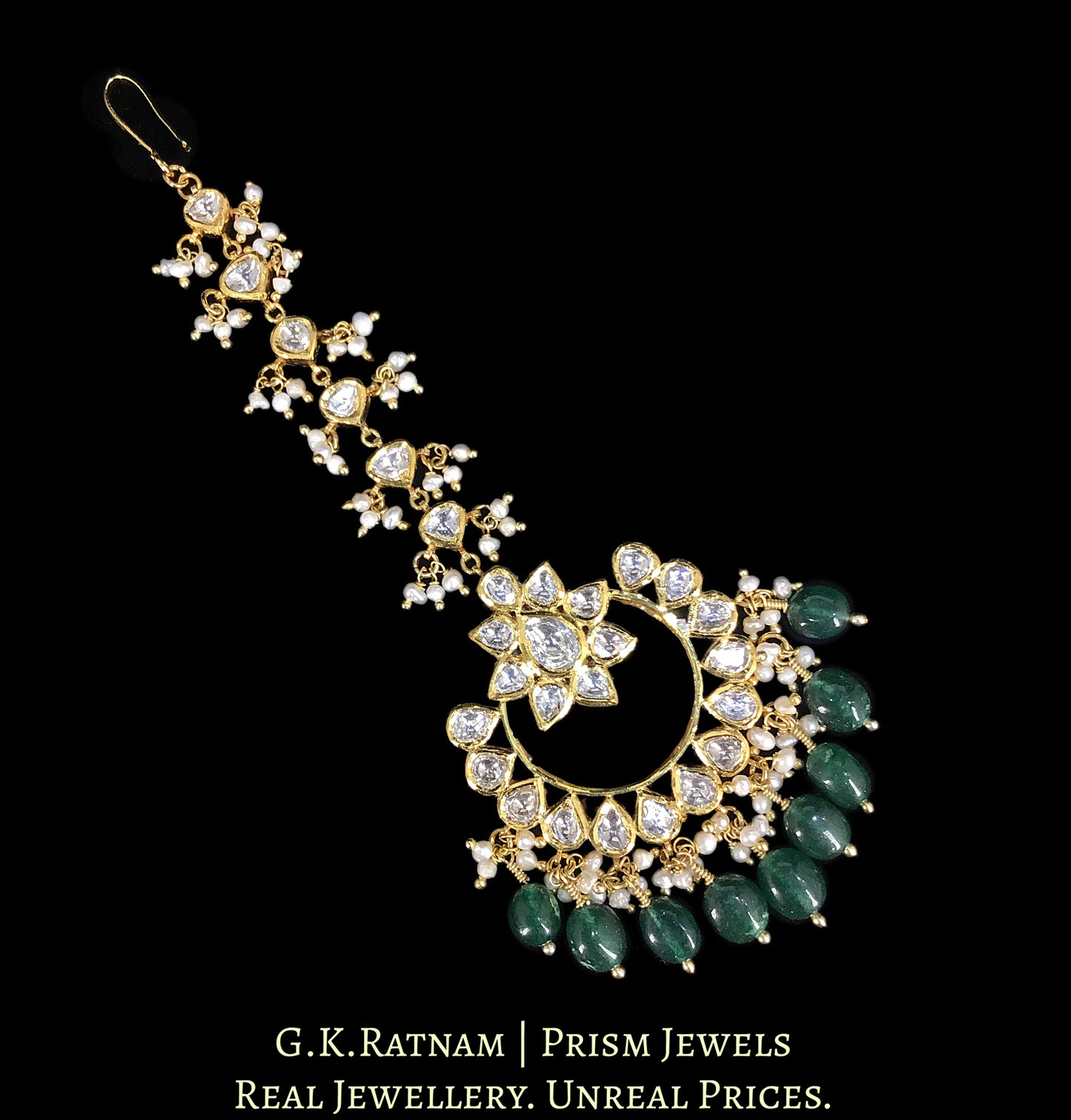 18k Gold and Diamond Polki Maang Tika