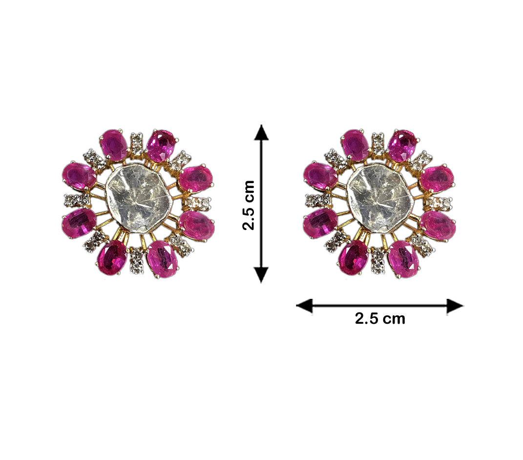 14K Gold and Diamond Polki Open Setting Ruby Choker Necklace Set With Ring - G. K. Ratnam