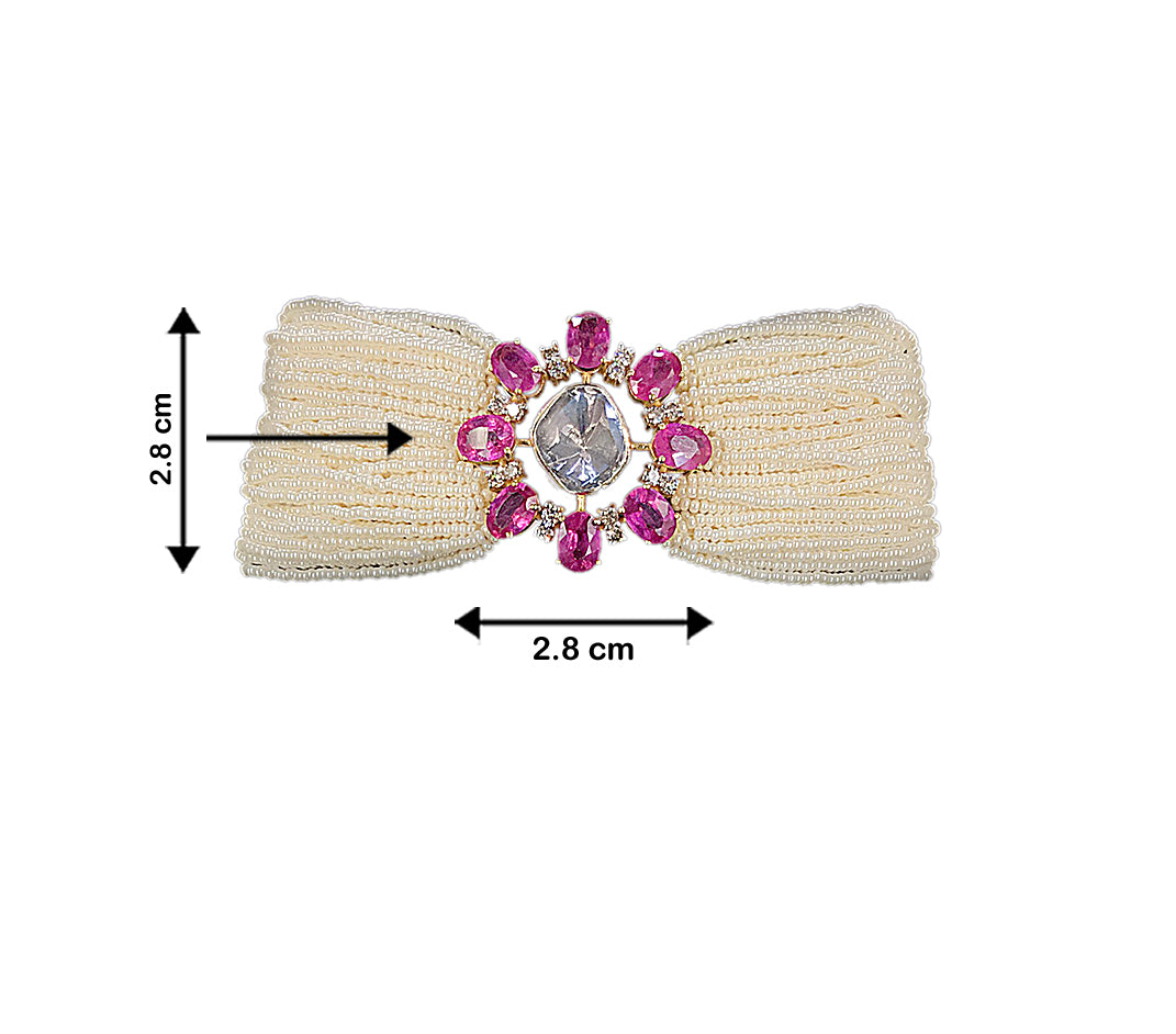 14K Gold and Diamond Polki Open Setting Ruby Choker Necklace Set With Ring - G. K. Ratnam