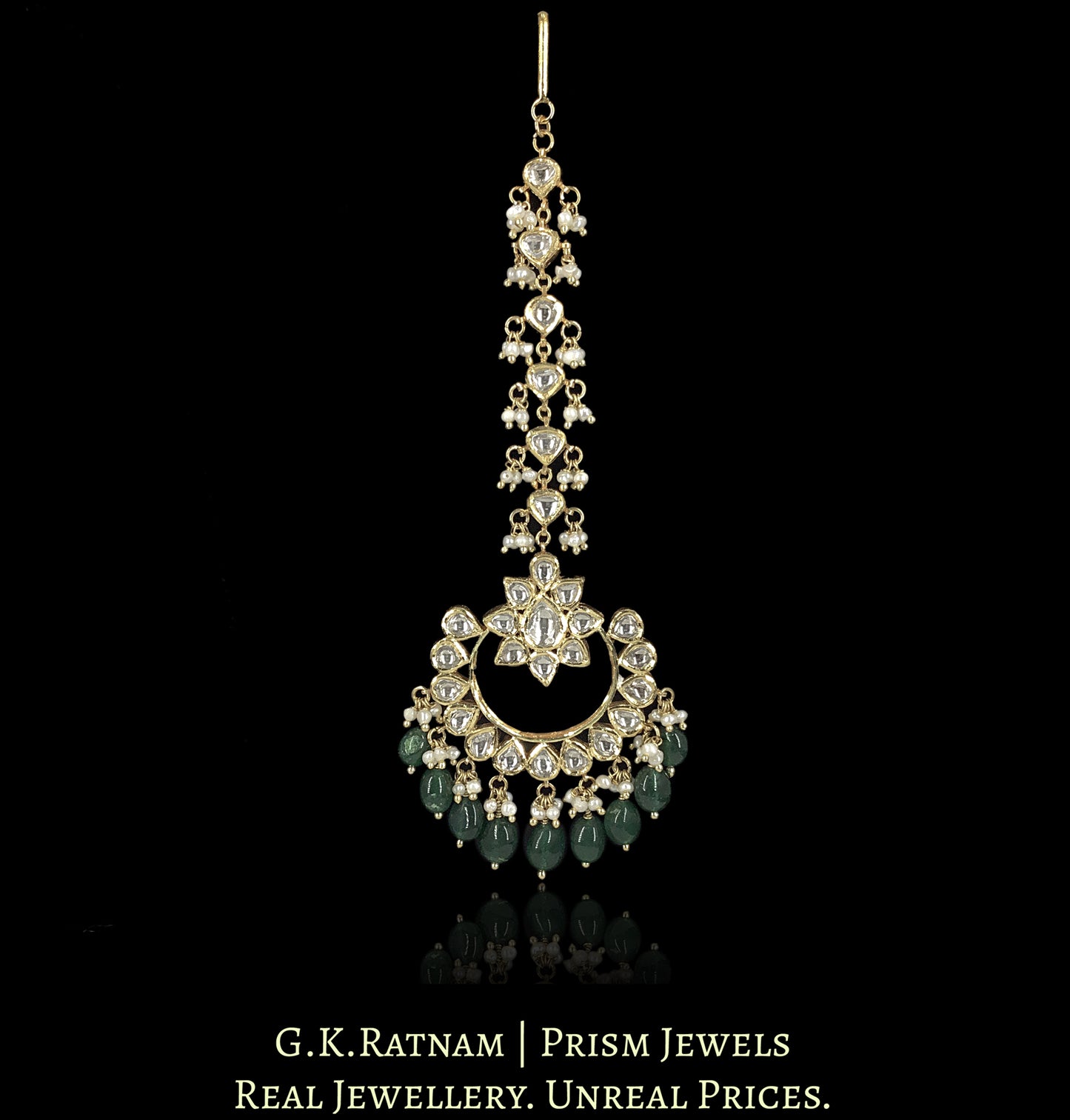 18k Gold and Diamond Polki Maang Tika