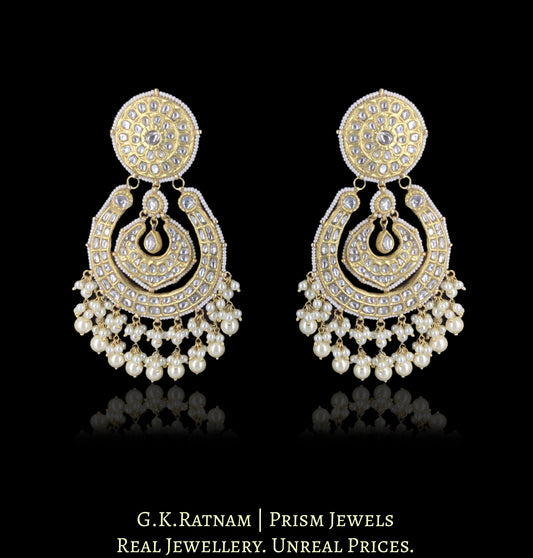 23k Gold and Diamond Polki Chand Bali Earring Pair - G. K. Ratnam
