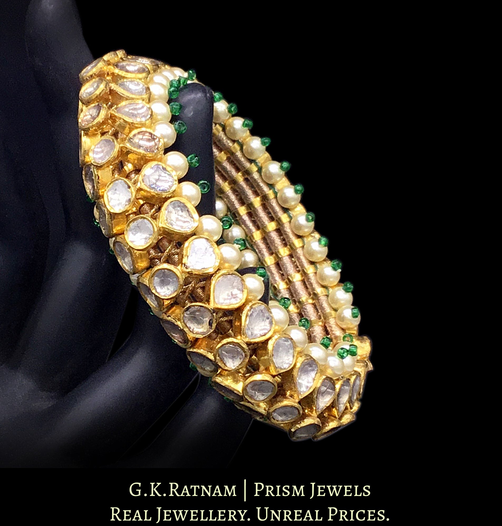 18k Gold and Diamond Polki Flexible Bracelet Pair (Paunchi / Ponchi)