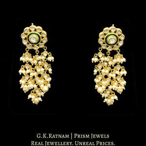 18k Gold and Diamond Polki green Choker Necklace Set with fish-shaped uncut hangings - G. K. Ratnam