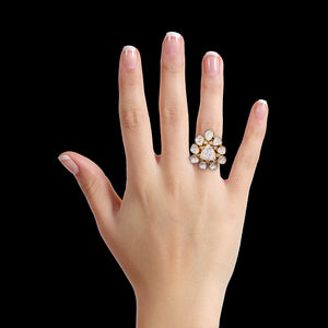18k Gold and Diamond Polki pear-shaped Ring with English Polki Center