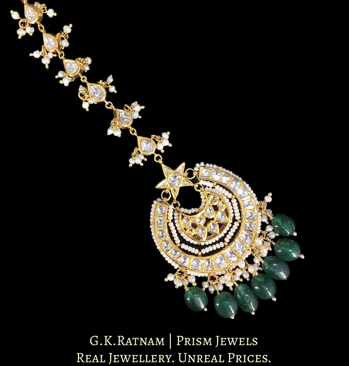 18k Gold and Diamond Polki Maang Tika