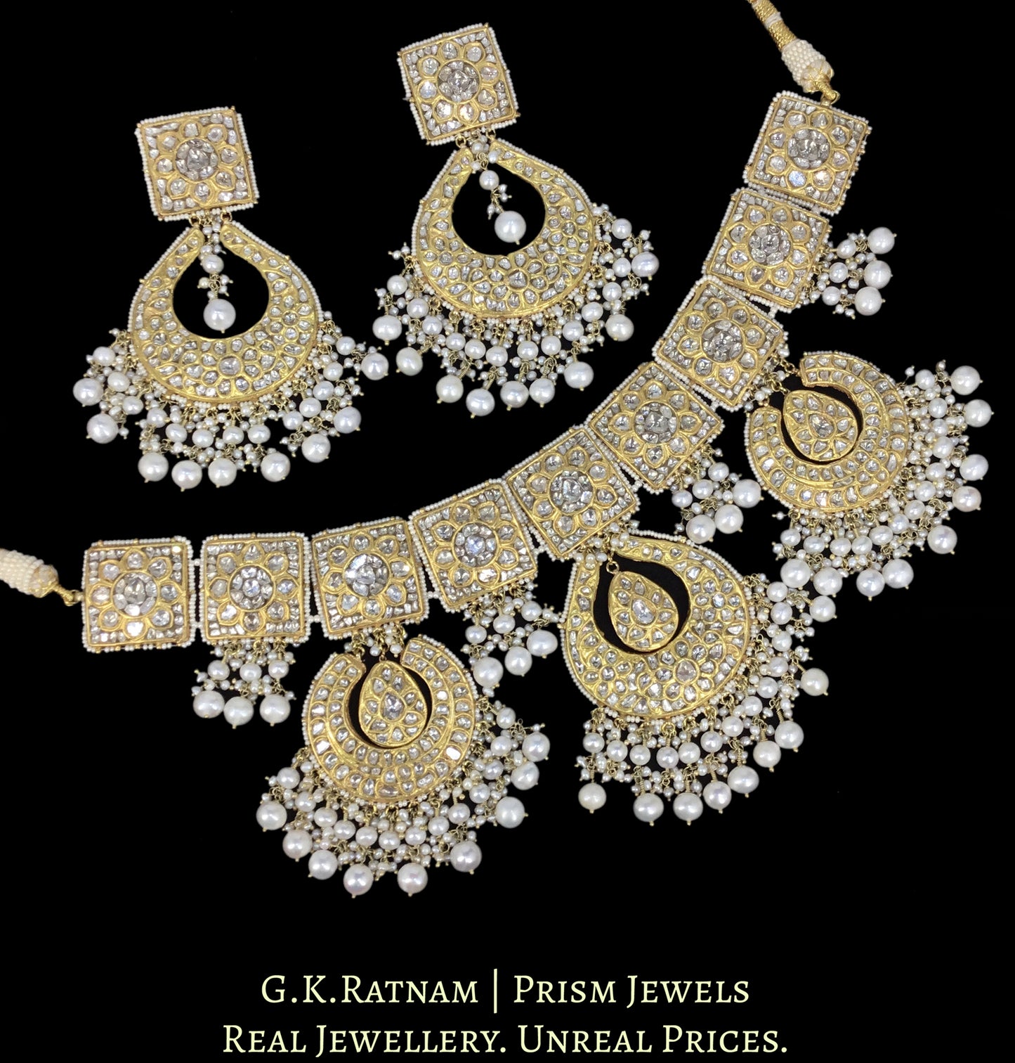 23k Gold and Diamond Polki Choker Necklace Set