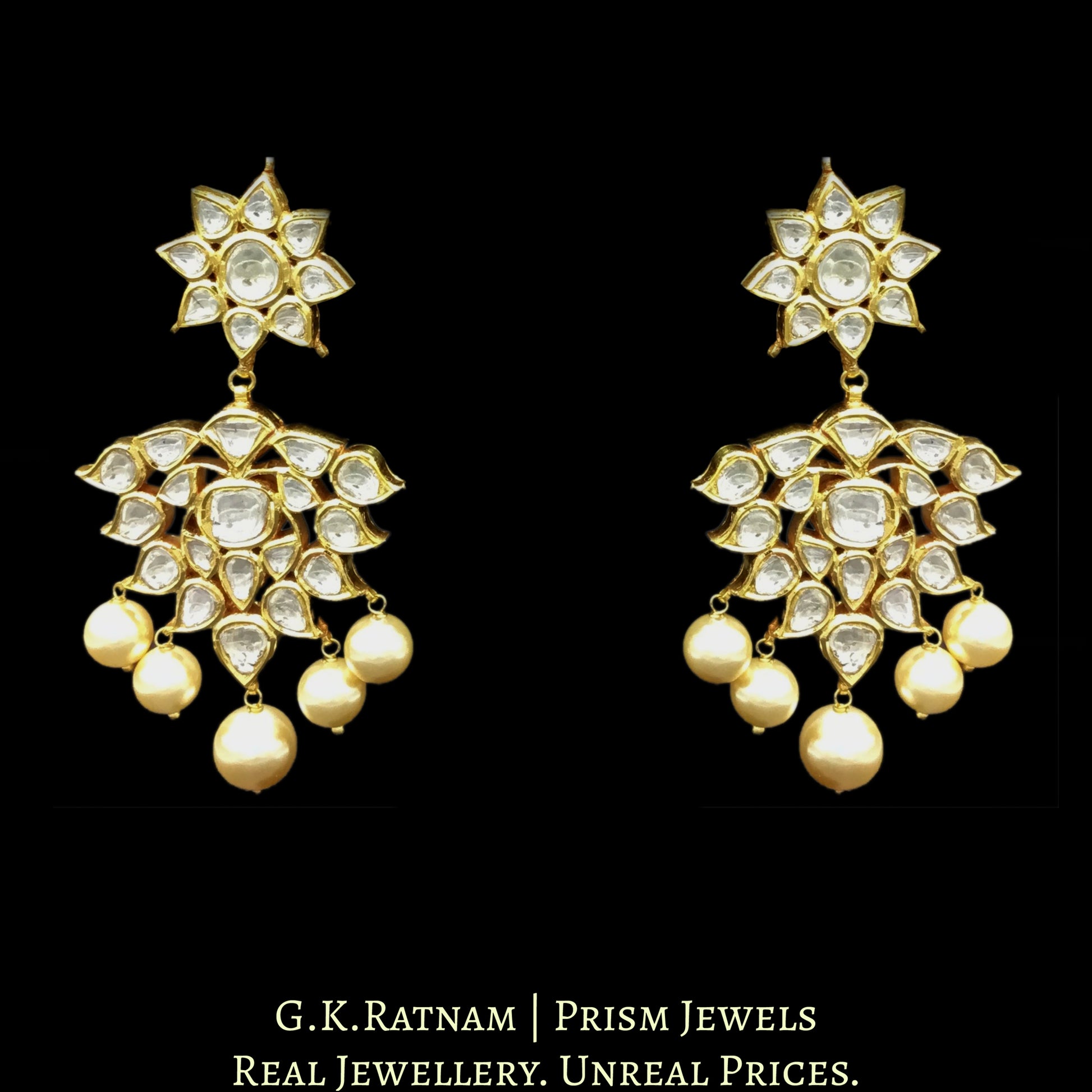 18k Gold and Diamond Polki eight-line Necklace Set with Syndicate Uncut Diamonds - G. K. Ratnam
