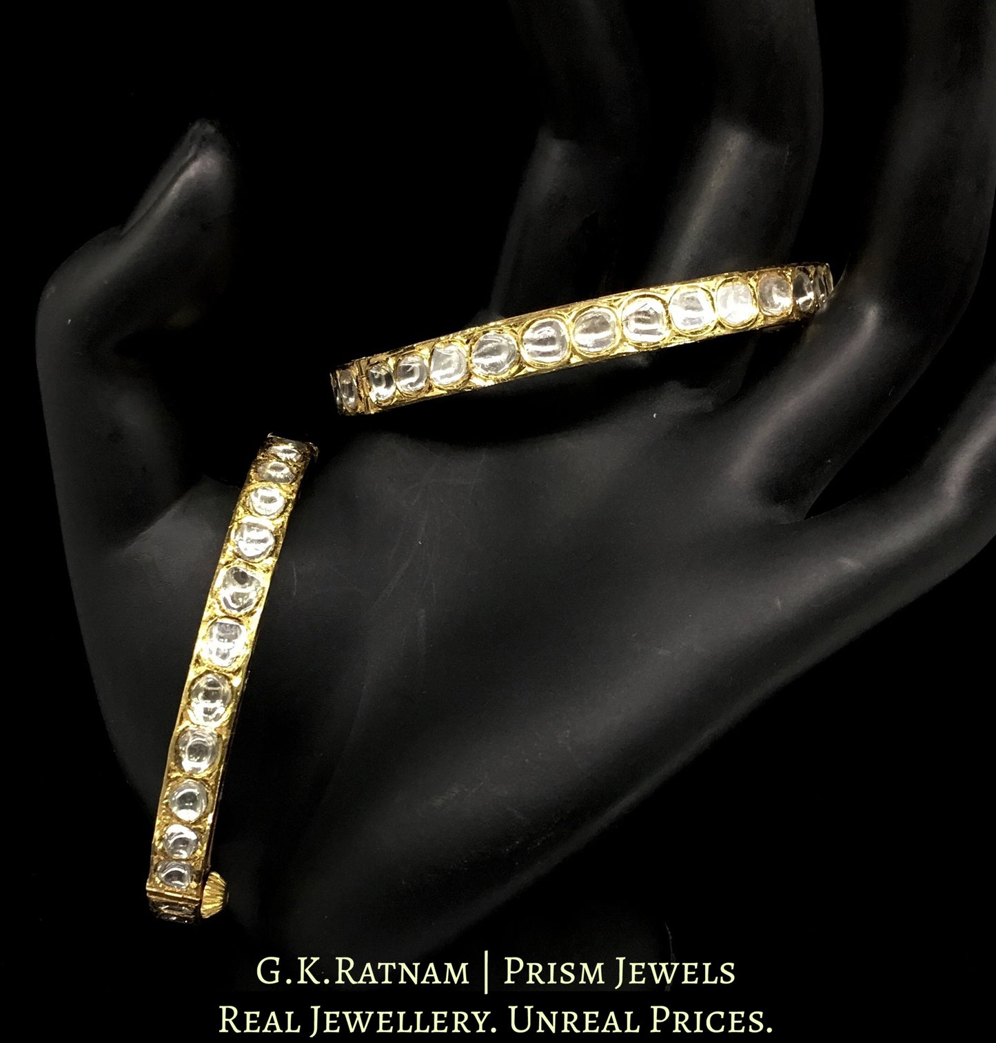 18k Gold and Diamond Polki Chudi Pair