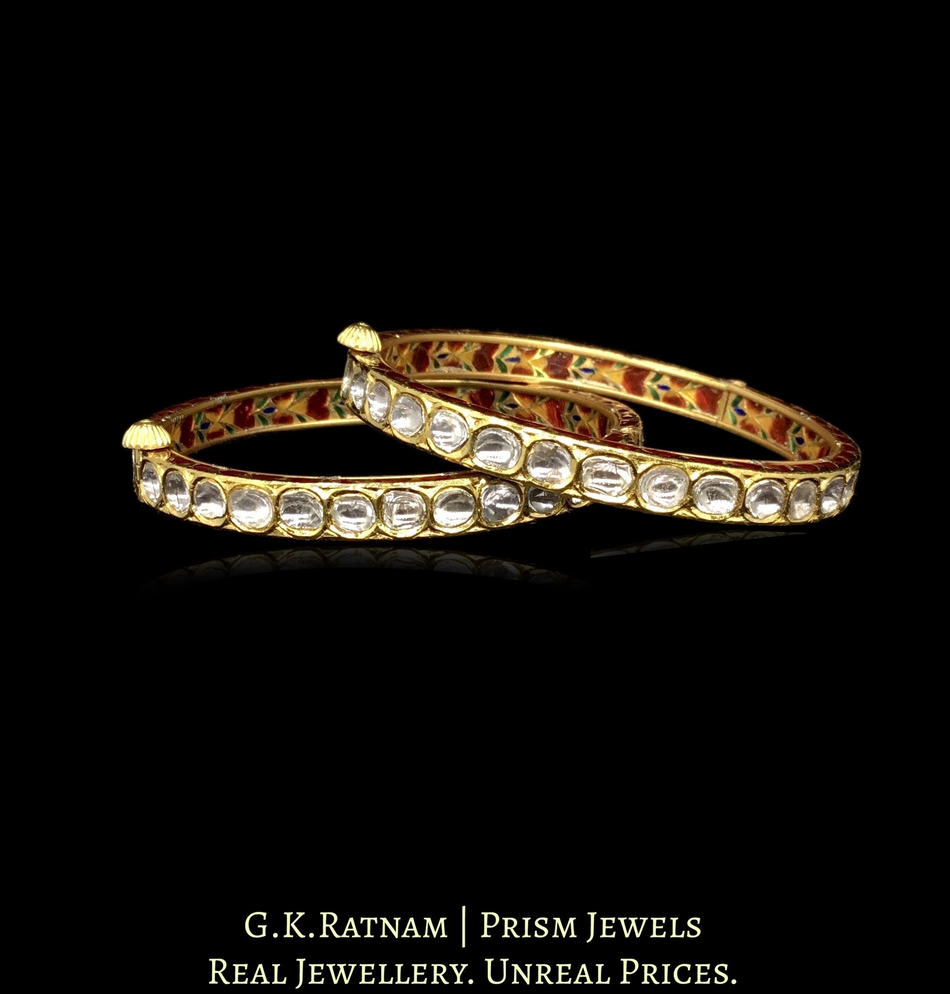 18k Gold and Diamond Polki Chudi Pair