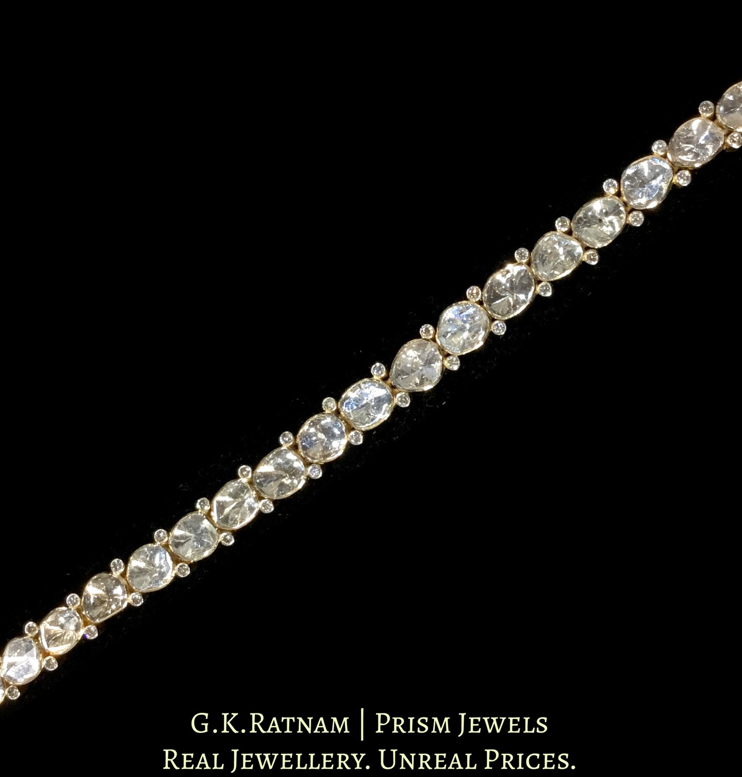 18k Gold and Diamond Polki Open Setting Tennis Bracelet interspersed with Diamonds - G. K. Ratnam