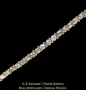 18k Gold and Diamond Polki Open Setting Tennis Bracelet interspersed with Diamonds