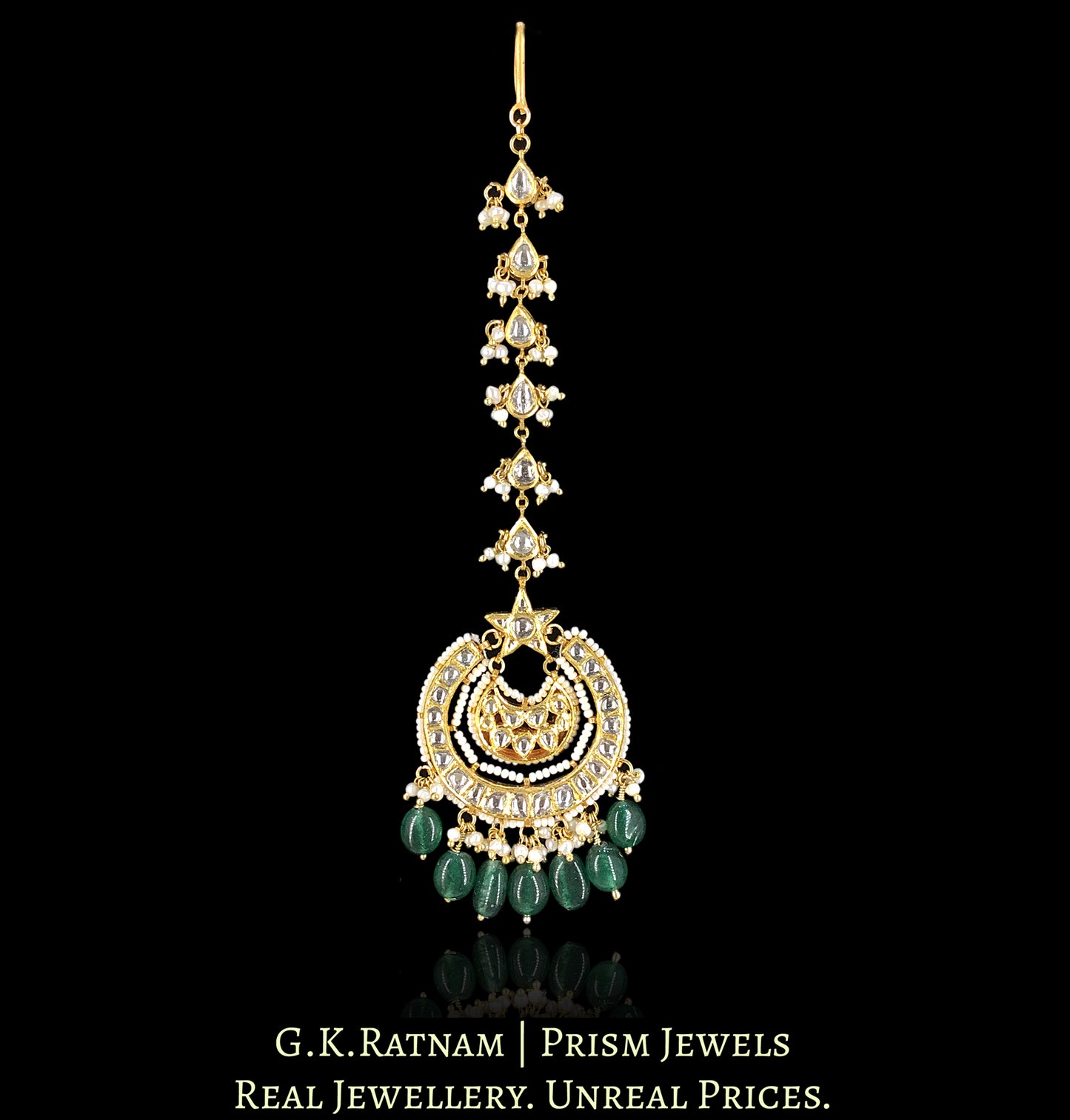 18k Gold and Diamond Polki Maang Tika