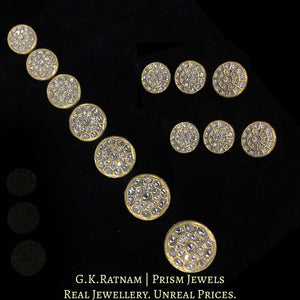 23k Gold and Diamond Polki all-white Sherwani Buttons for Men