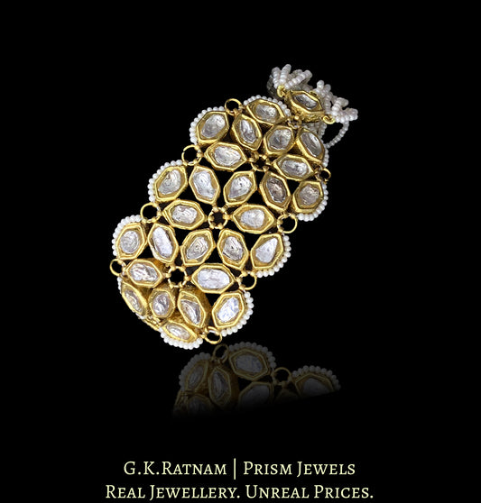 23k Gold and Diamond Polki Hybrid Bracelet with Hexagonal Uncut Pieces