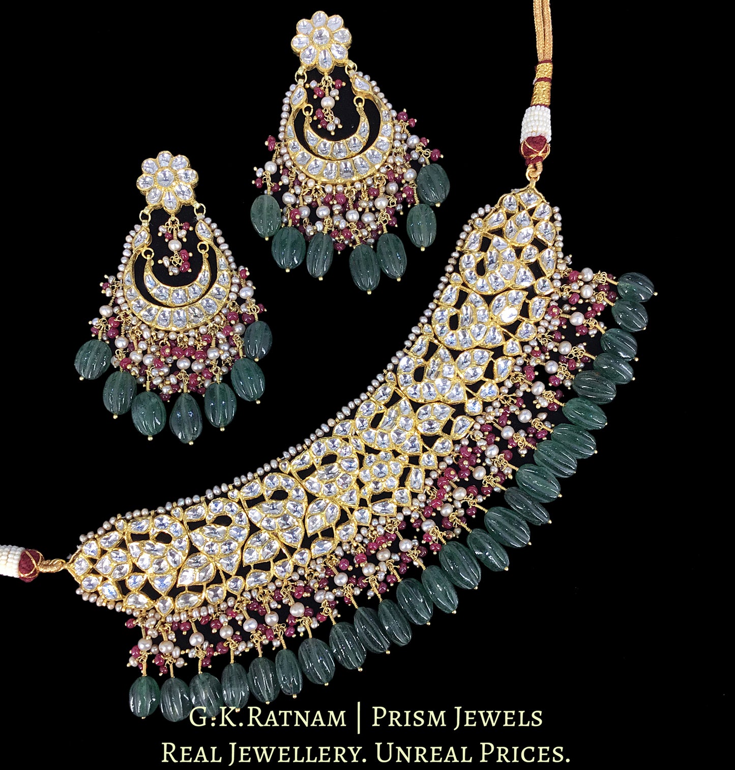 18k Gold and Diamond Polki Choker Necklace Set