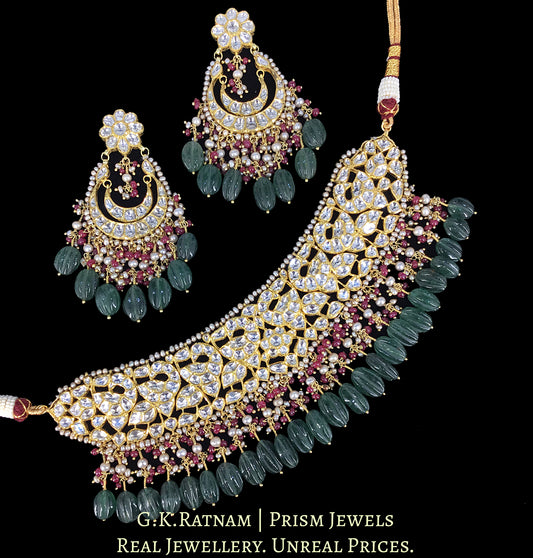 18k Gold and Diamond Polki Choker Necklace Set - G. K. Ratnam