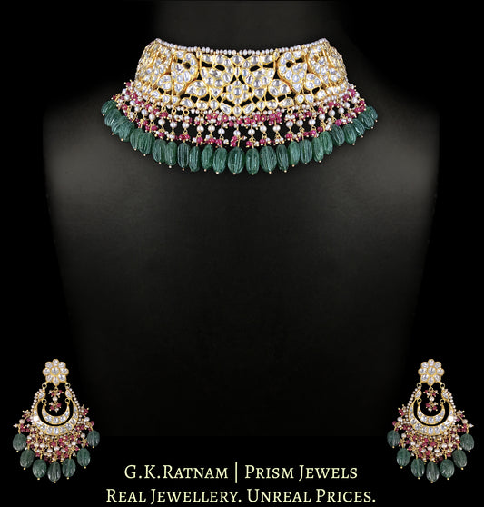 18k Gold and Diamond Polki Choker Necklace Set - G. K. Ratnam