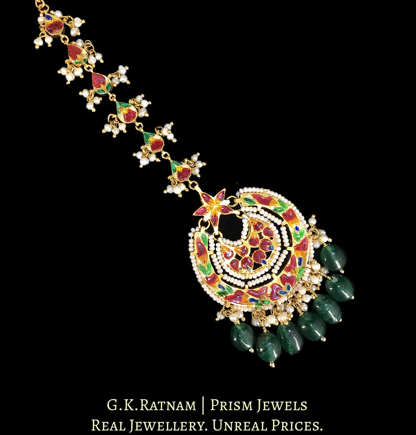 18k Gold and Diamond Polki Maang Tika