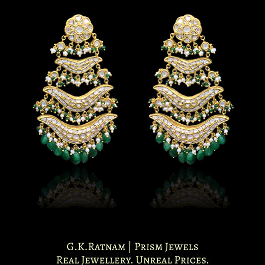 23k Gold and Diamond Polki pasa-style Chandelier Earring Pair - G. K. Ratnam
