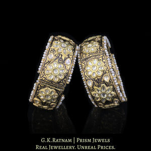 23k Gold and Diamond Polki antique-finish Bangle Pair