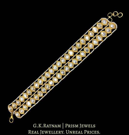23k Gold and Diamond Polki 2 Line Bracelet
